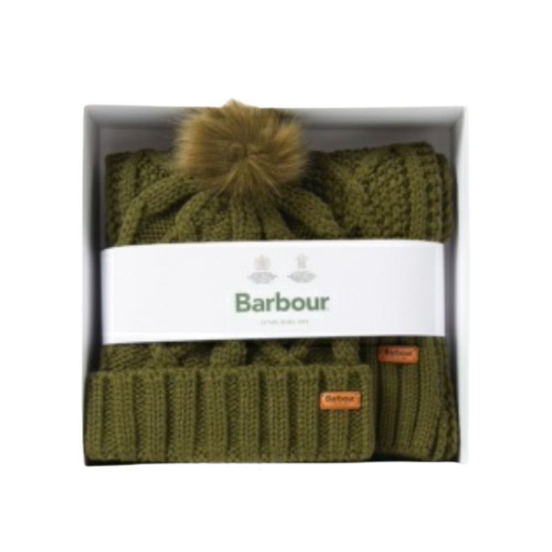 Coffret Cadeau Bonnet et Echarpe Olive - Barbour