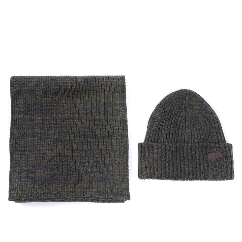 Coffret Crimdon bonnet et echarpe Olive - Barbour