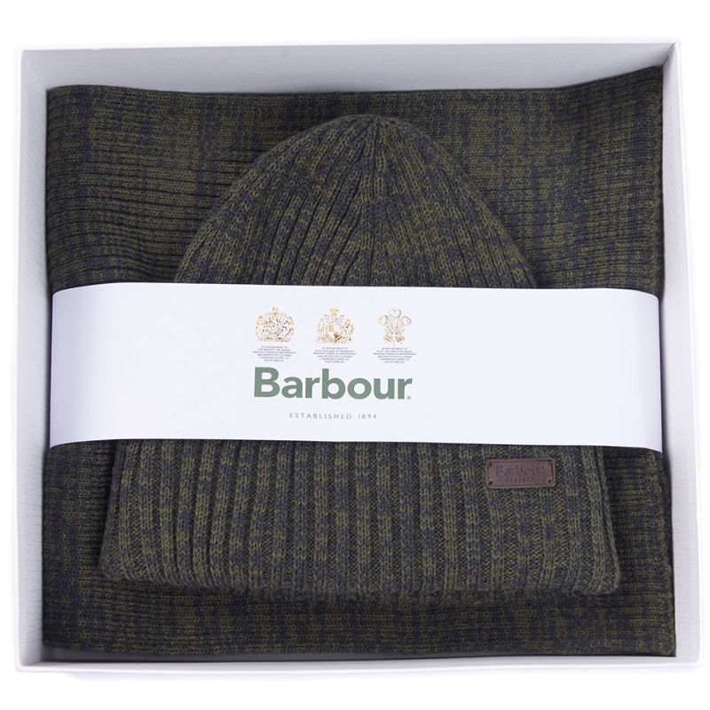 Coffret Crimdon bonnet et echarpe Olive - Barbour