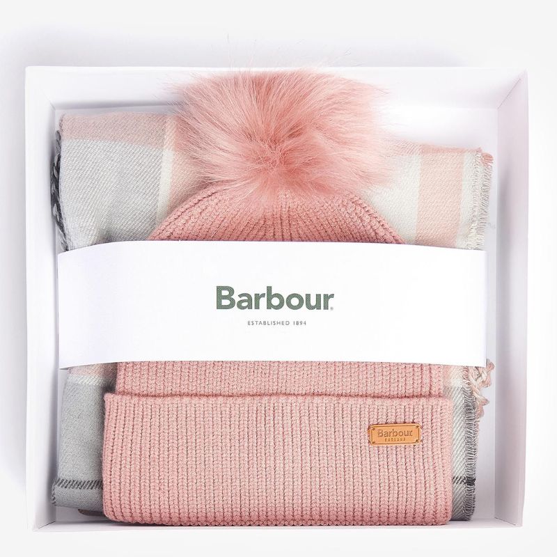 Coffret cadeau Bonnet et charpe Pearl Grey - Barbour