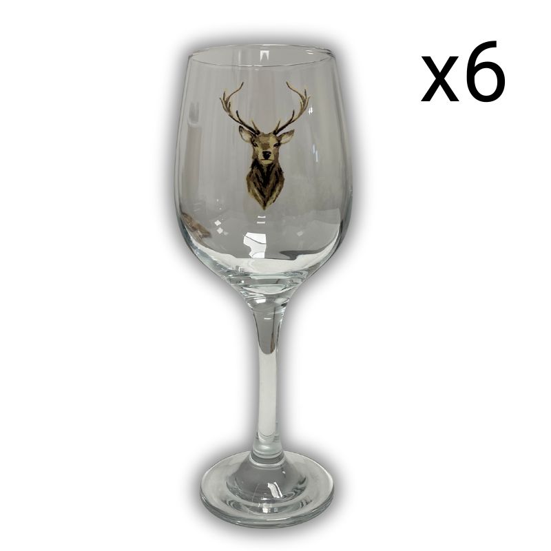 6 verres  vin cerf