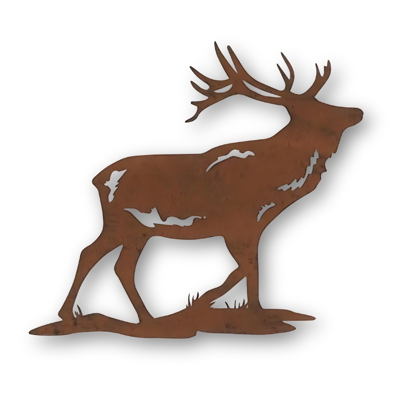 Dco murale Cerf en mtal vieilli