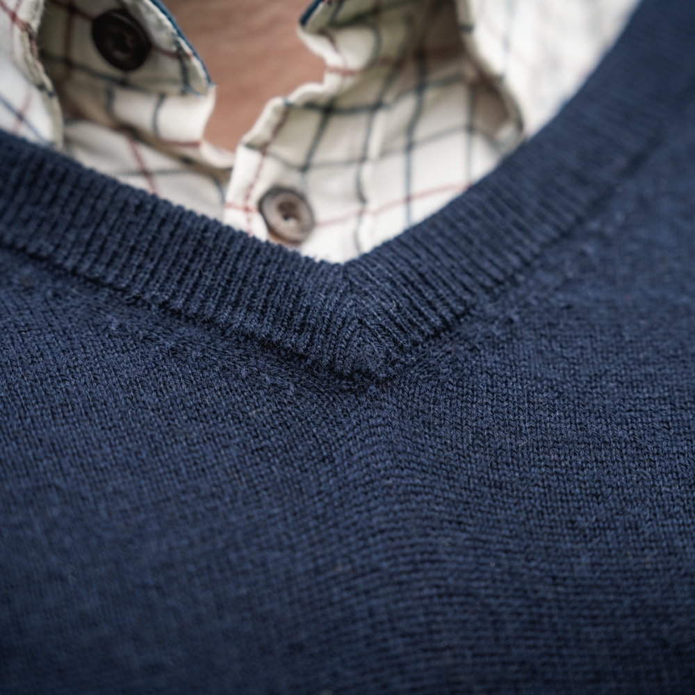 Pull Col en V Pine en laine Mrinos Vert - Seeland