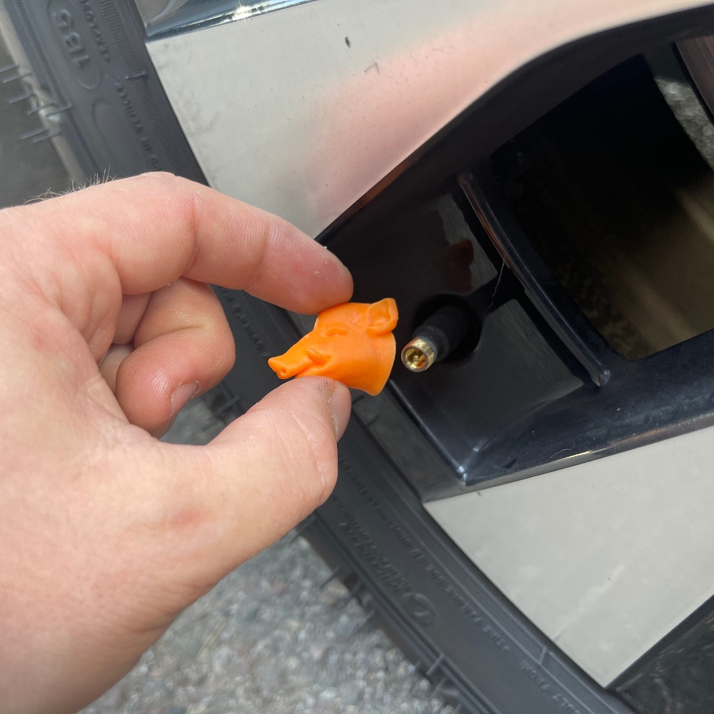 Bouchon de valve de pneu Tte de Sanglier orange chasse