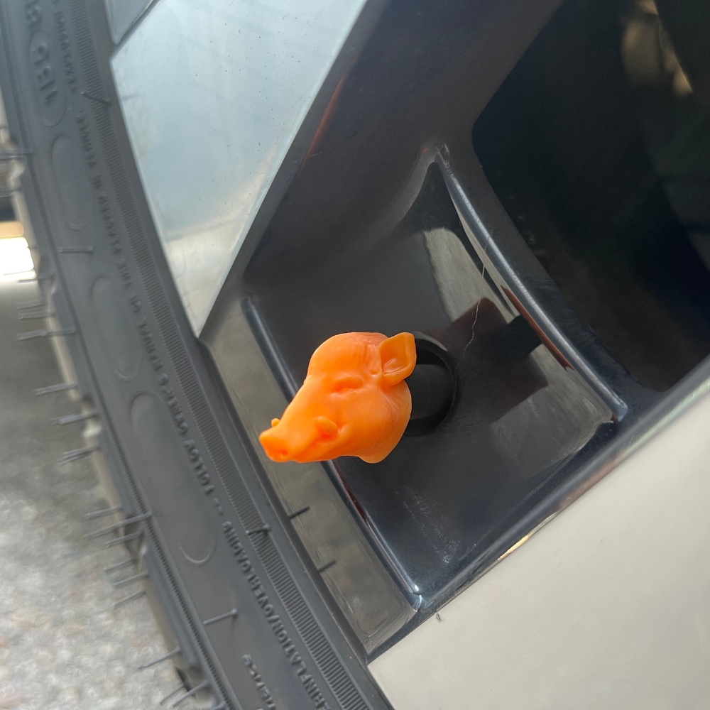 Bouchon de valve de pneu Tte de Sanglier orange chasse