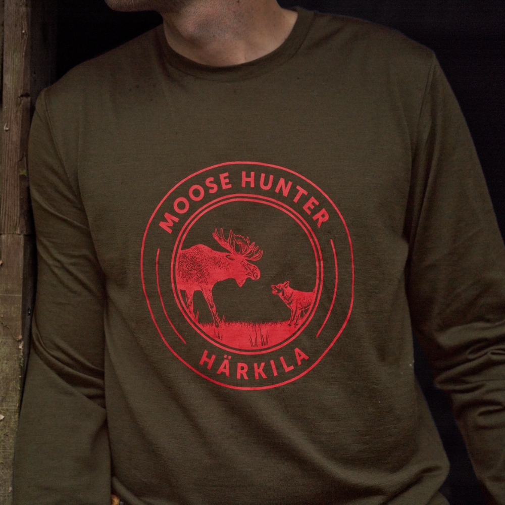 T-shirt Game L/S Willow Green Moose - Hrkila