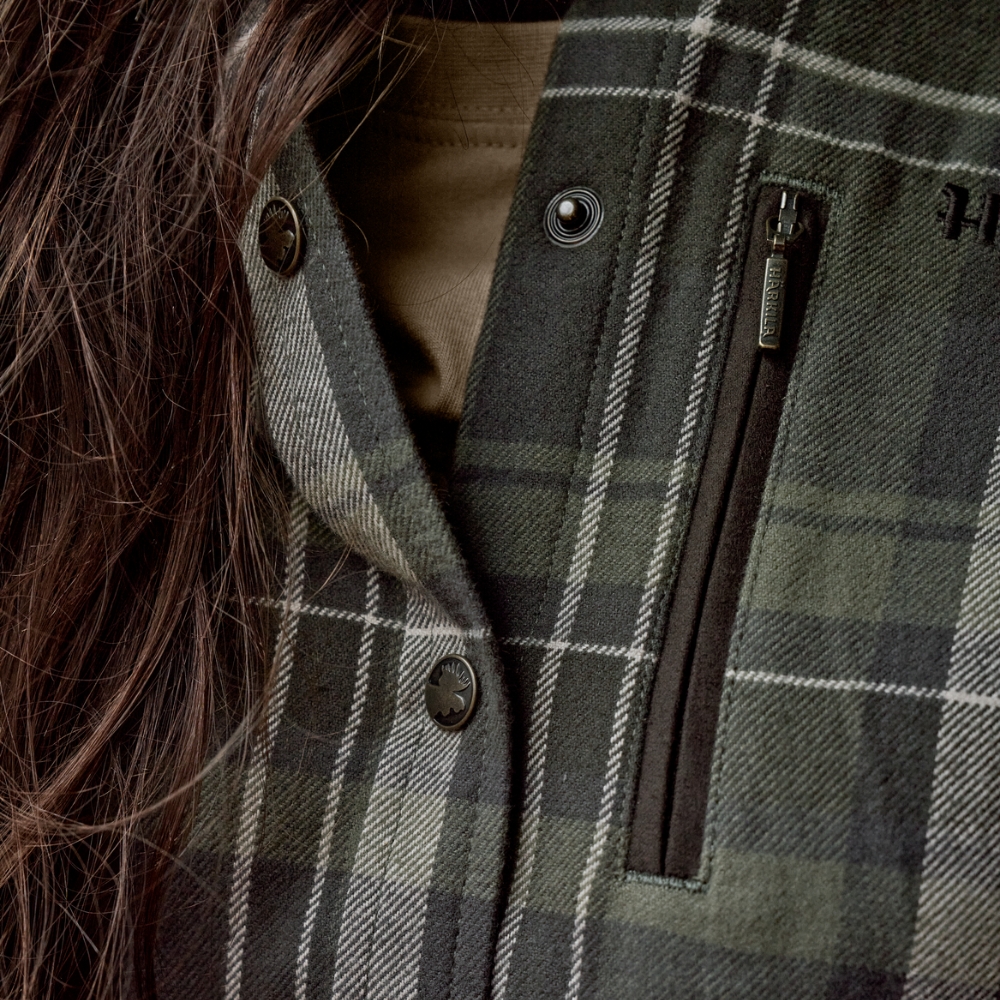 Chemise Pajala Femme Olive Check - Hrkila