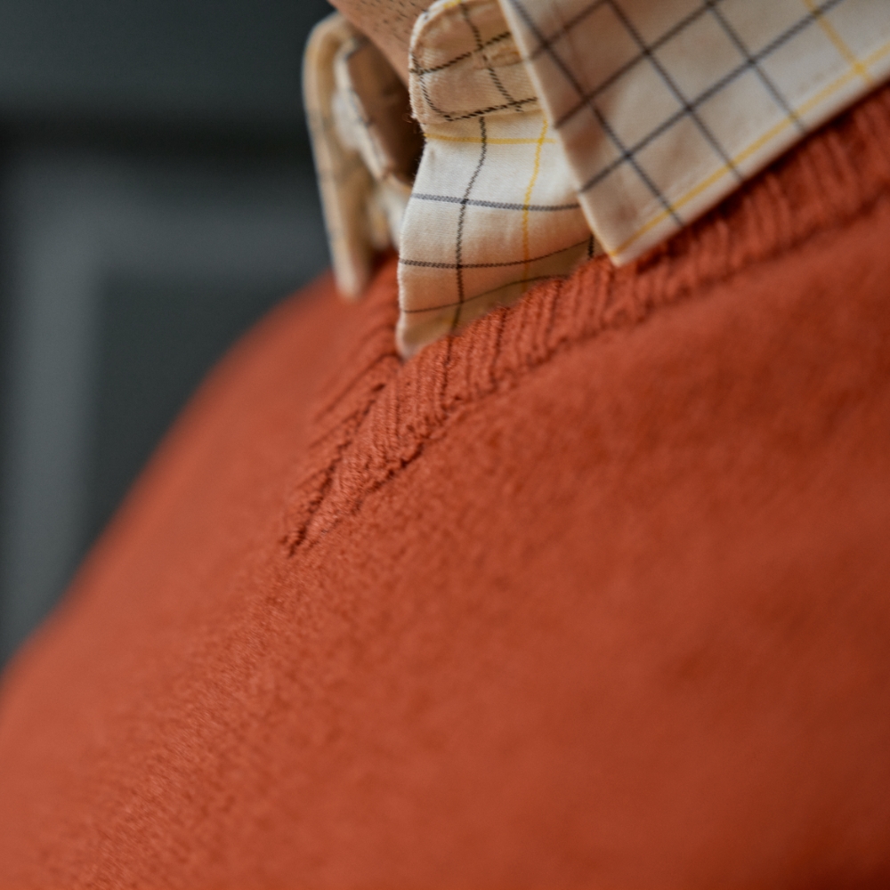 Pull en laine mrinos Vincent Col en V Bombay Brown - Hrkila