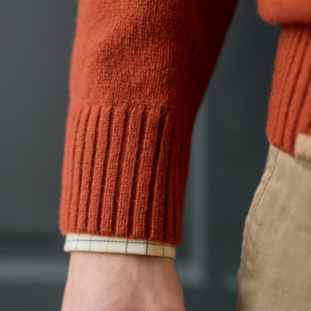 Pull en laine mrinos Vincent Col en V Bombay Brown - Hrkila