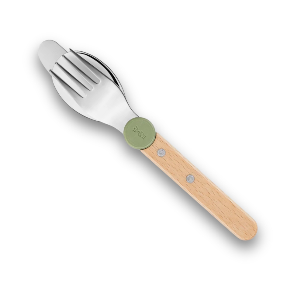 Opinel Le Petit Gourmet : Set de Couverts Bout Rond et �volutif (Vert Olive)