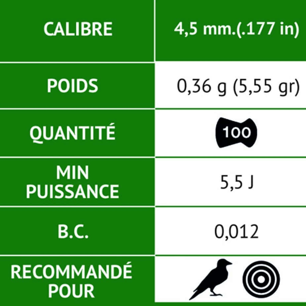 Plombs Gamo Lethal 4,5 mm (boite de 100) 