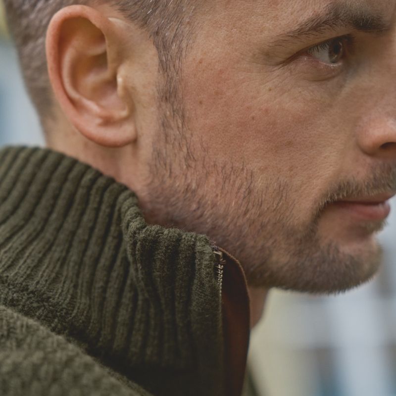 Pull Vincent Merino Half Zip - Vert Forêt Rosin