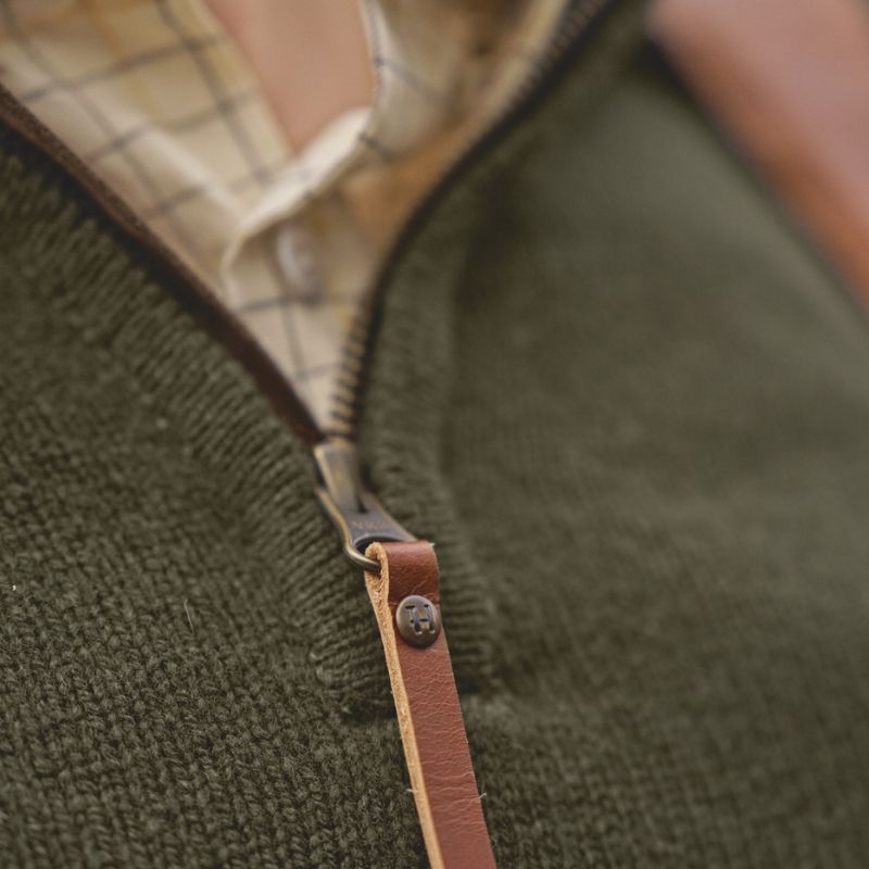 Pull Vincent Merino Half Zip - Vert Forêt Rosin