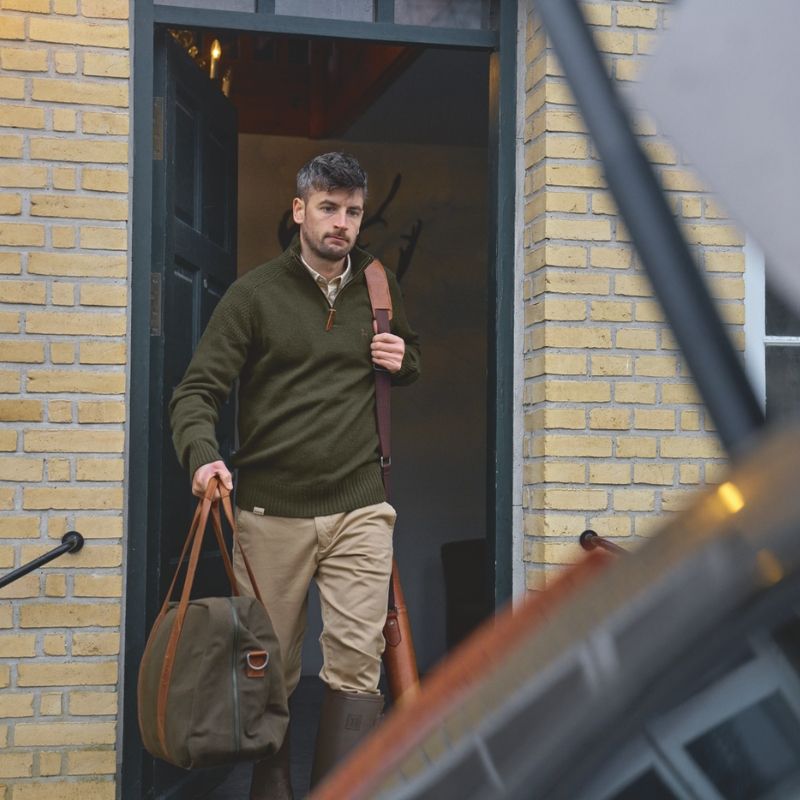 Pull Vincent Merino Half Zip - Vert Forêt Rosin