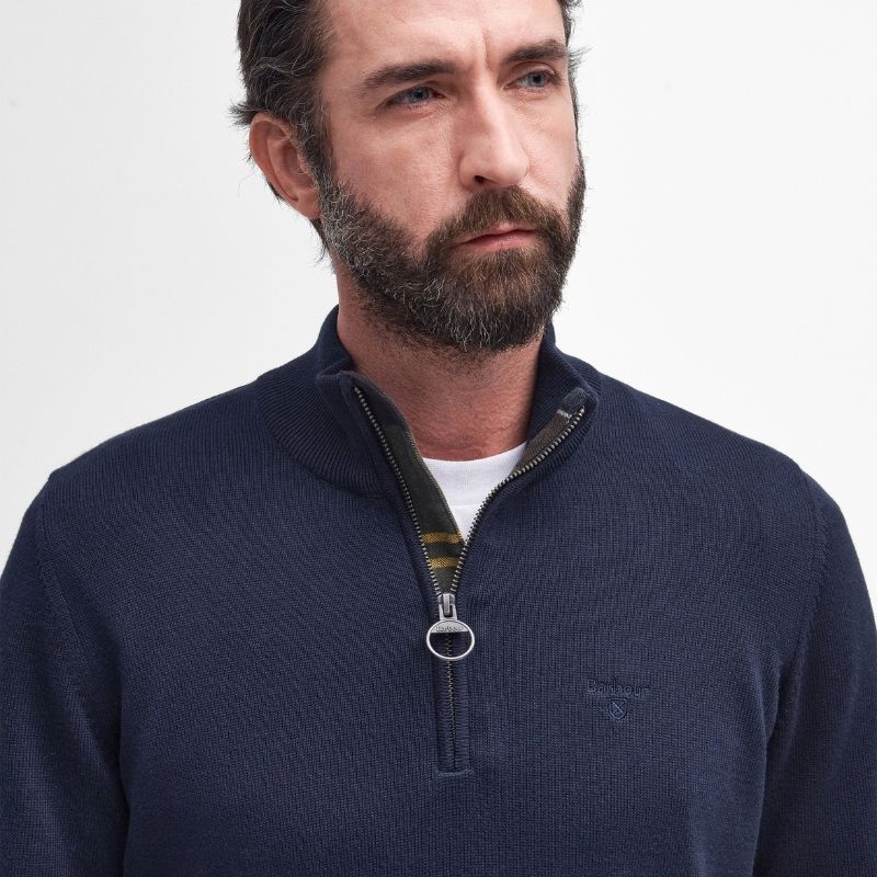 Pull Cotton Half Zip Knitted Jumper Barbour – Navy
