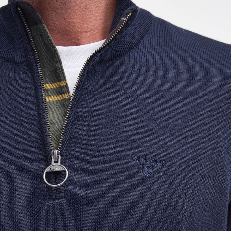 Pull Cotton Half Zip Knitted Jumper Barbour – Navy
