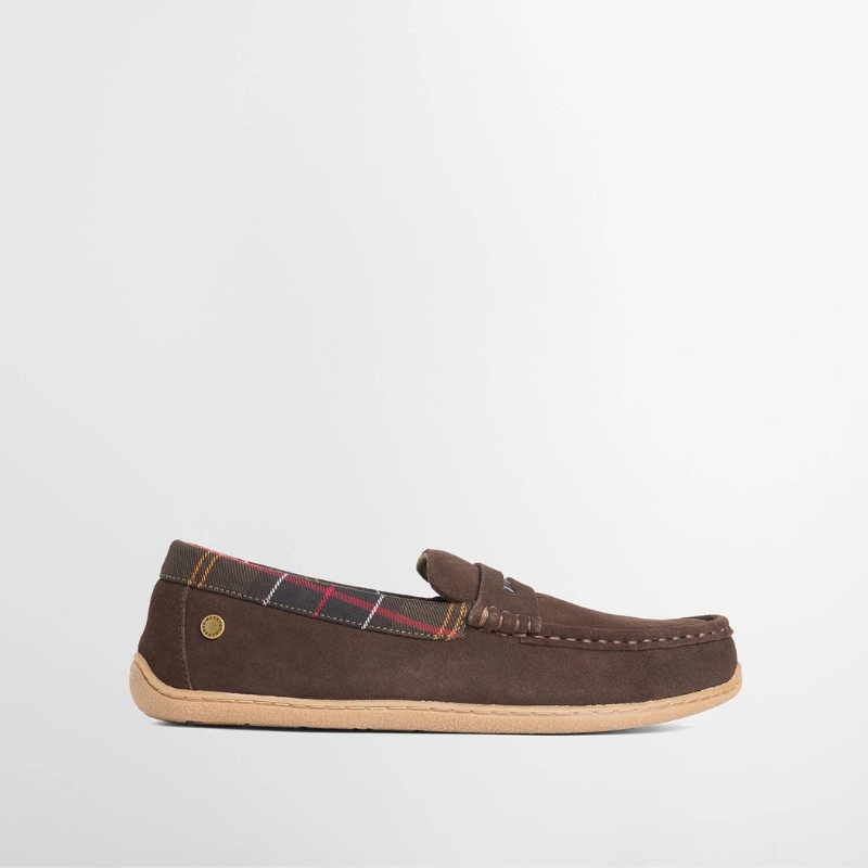 Chaussons Barbour Albert Slipper Brown Suede Homme