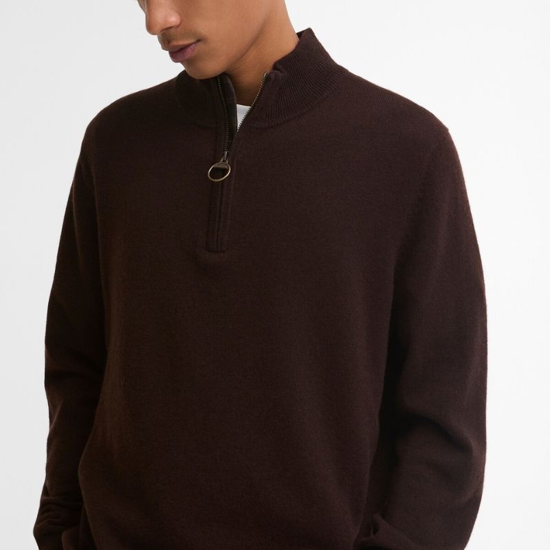 Pull Ronson Tartan Trim Half Zip Barbour – Peat