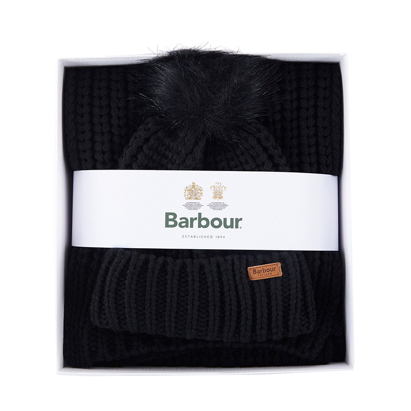 Coffret Bonnet et Echarpe Noir - Barbour