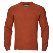 Pull en laine mrinos Vincent Col en V Bombay Brown - Hrkila