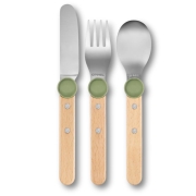 Opinel Le Petit Gourmet : Set de Couverts Bout Rond et �volutif (Vert Olive)