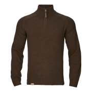 Pull Vincent Merino Half Zip - Brun Demitasse Brown