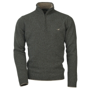 Pull Brompton Lambswool Zip Neck Loden - Laksen